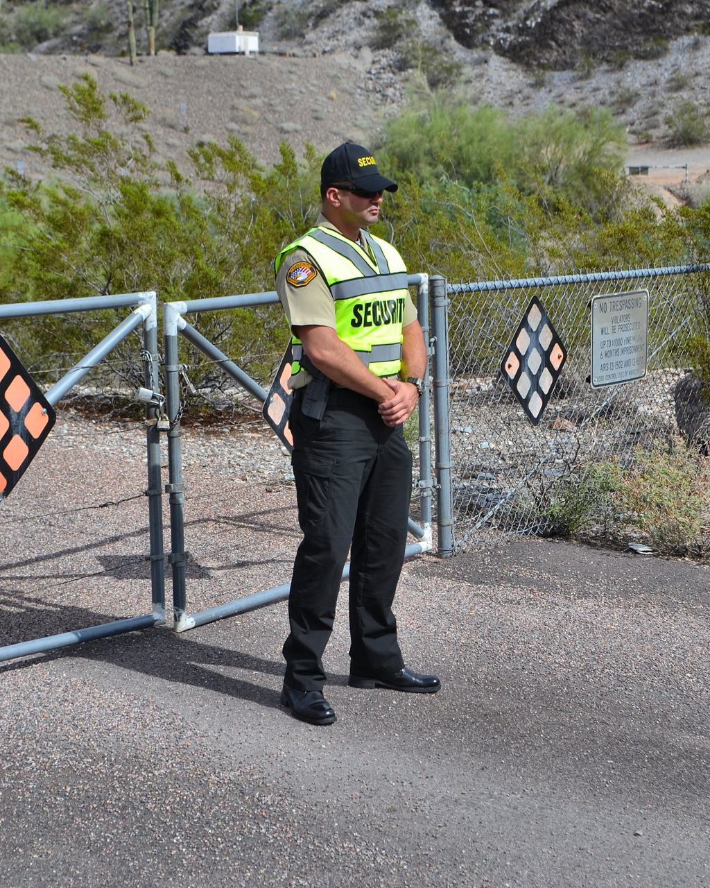 SecureOne security officer at a gate controlling access